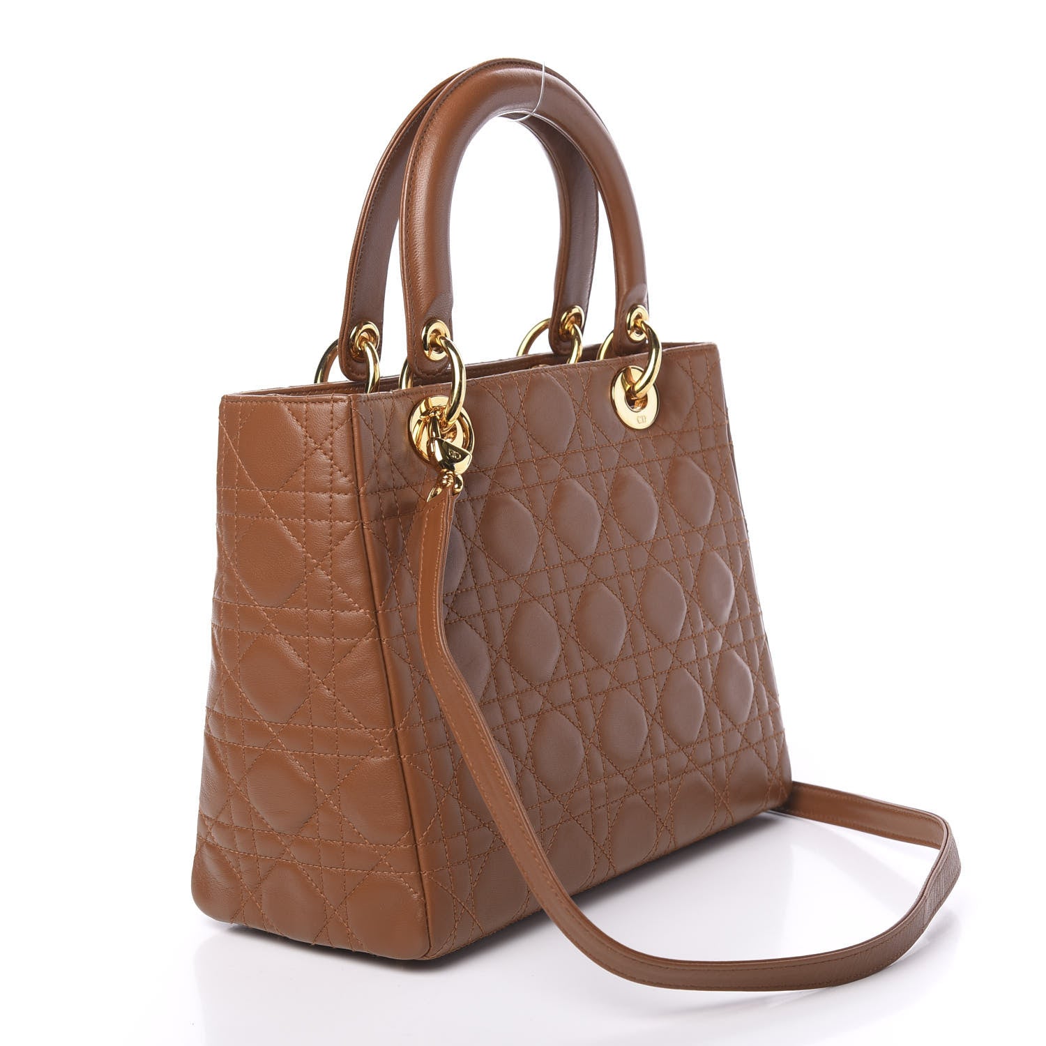 Christian Dior Lambskin Cannage Medium Lady Dior Tan 3 of 11