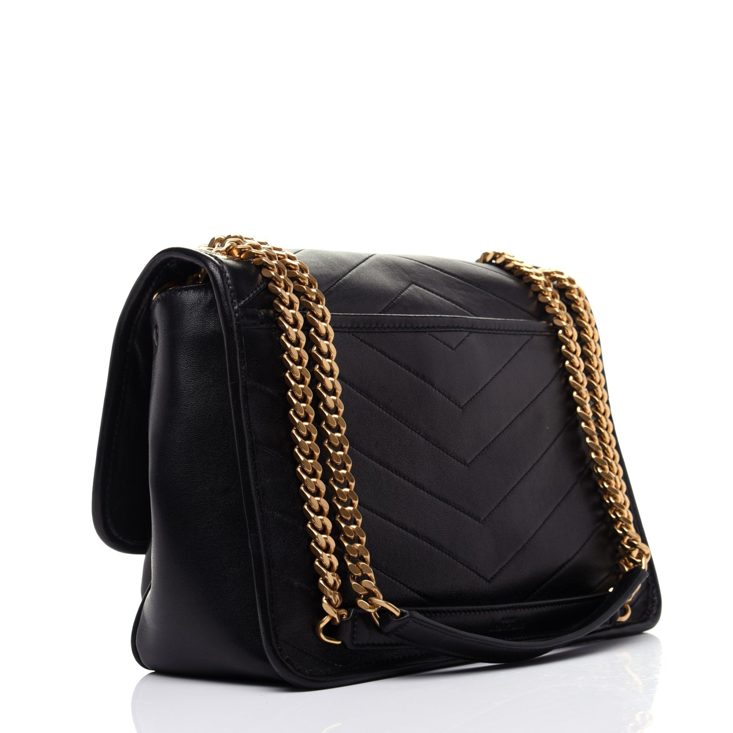 Lambskin Matelasse Monogram Medium Niki Chain Satchel Black