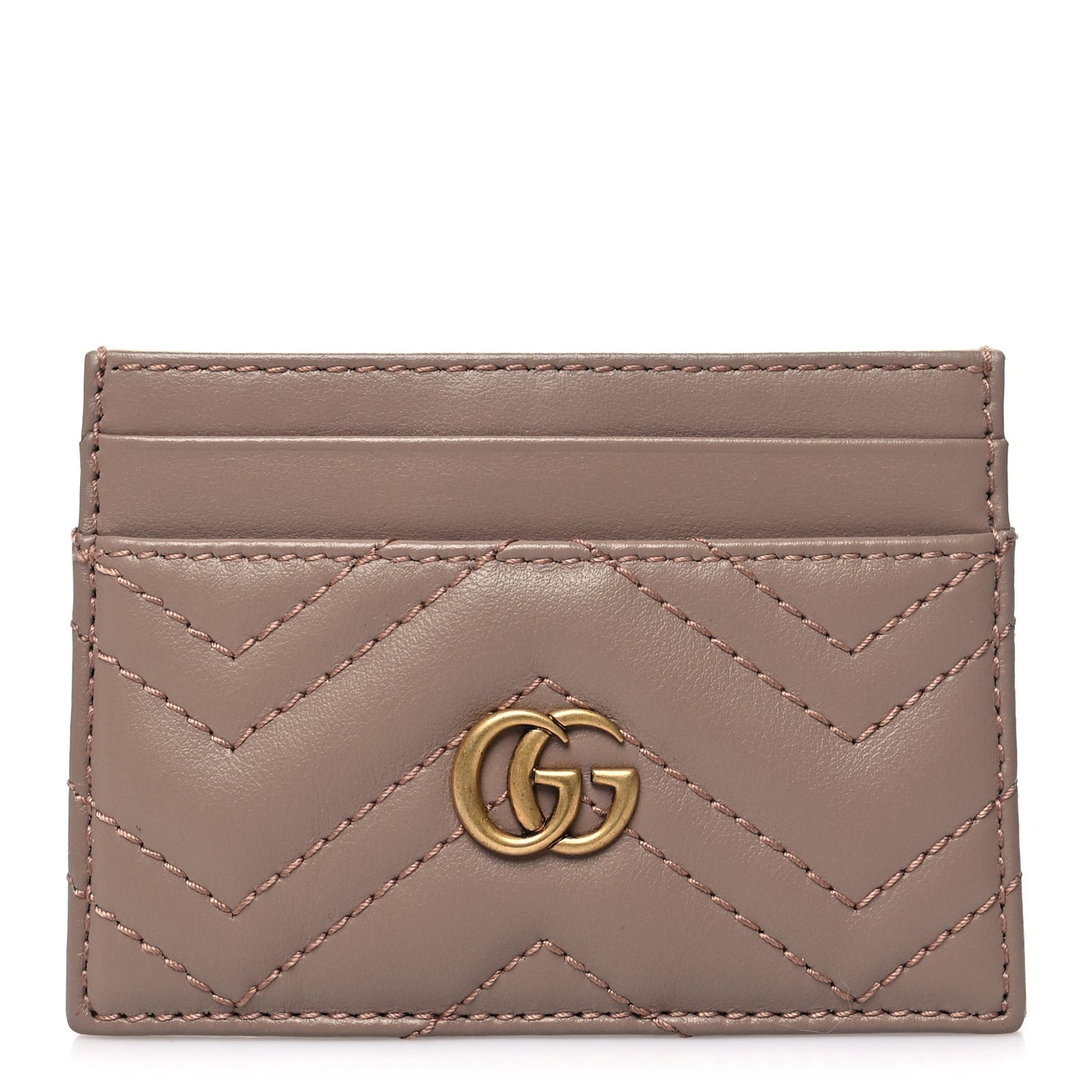 Calfskin Matelasse GG Marmont Card Holder Porcelain Rose