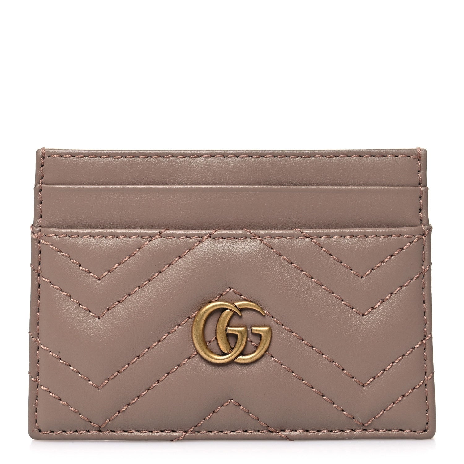 Gucci Calfskin Matelasse GG Marmont Card Holder Porcelain Rose 1 of 10