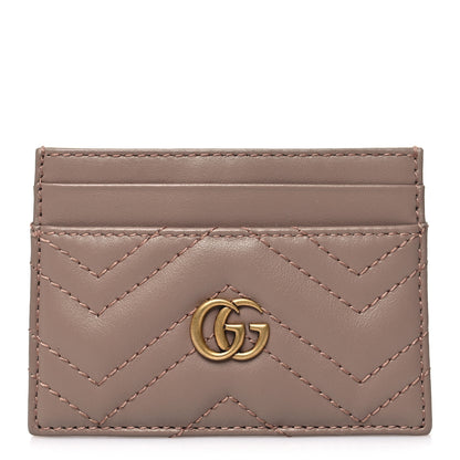 Gucci Calfskin Matelasse GG Marmont Card Holder Porcelain Rose 1 of 10