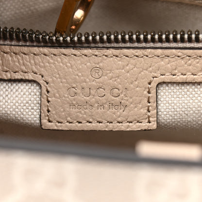 Gucci GG Supreme Monogram Textured Dollar Calfskin Small Retro Interlocking G Tote Bag Beige Mystic White Oatmeal 6 of 9