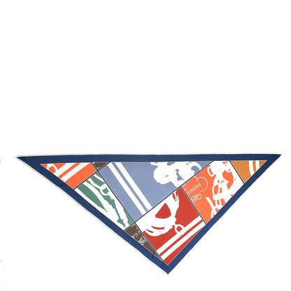 Hermes Silk Jersey Soie En Desor Maxi-Pointe Triangle Scarf Marine Corail Blanc 1 of 5
