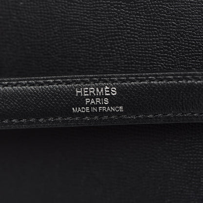 Hermes Grained Monsieur Un Point Sur Deux Kelly Sellier 28 Black 21 of 36