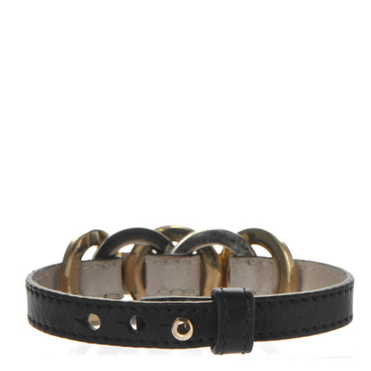 Bulgari Calfskin Circular Panel Bracelet Black Gold Silver 3 of 5