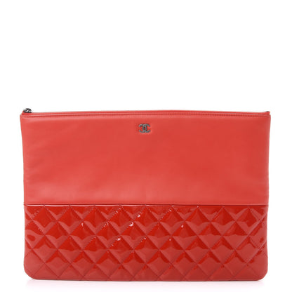 Chanel Lambskin Patent Quilted Large Cosmetic Case Red 1 of 7