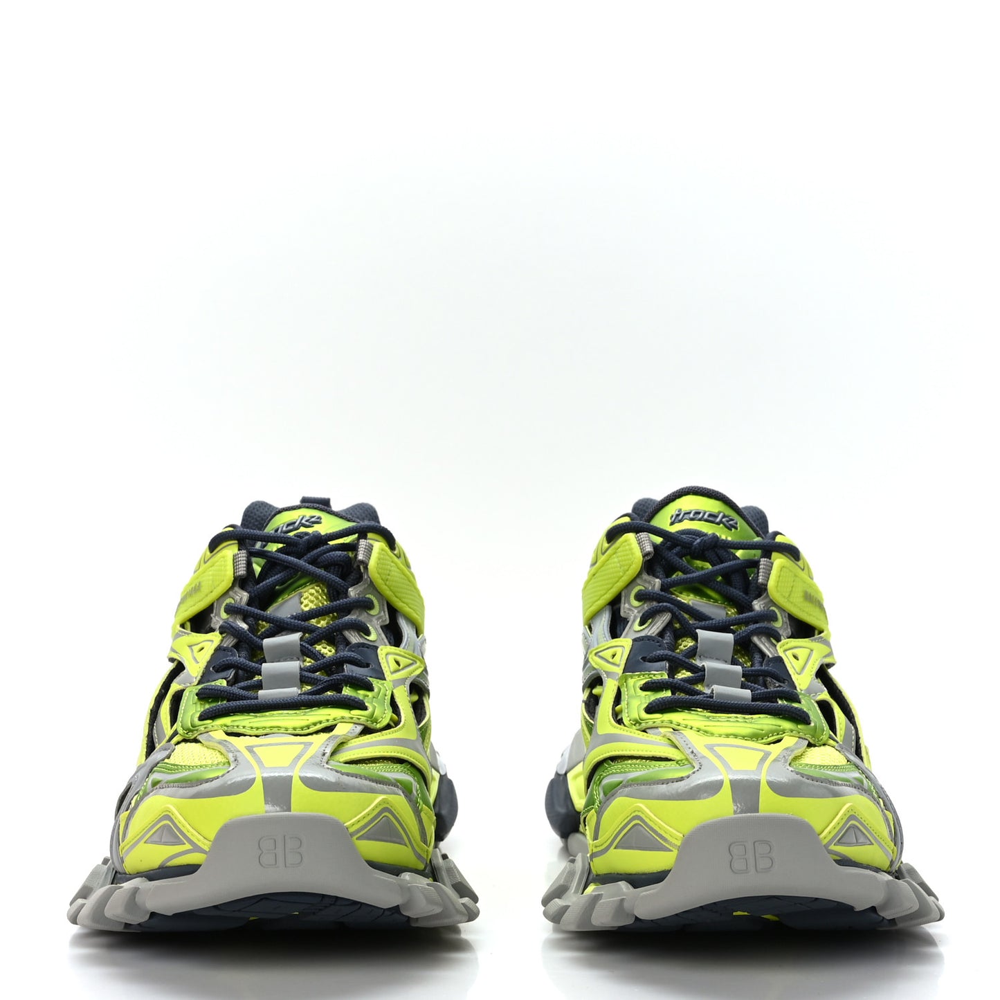 Rubber Mesh Tri-Color Clear Sole Mens Track.2 Open Sneakers 45 Acid Green Grey Dark Grey
