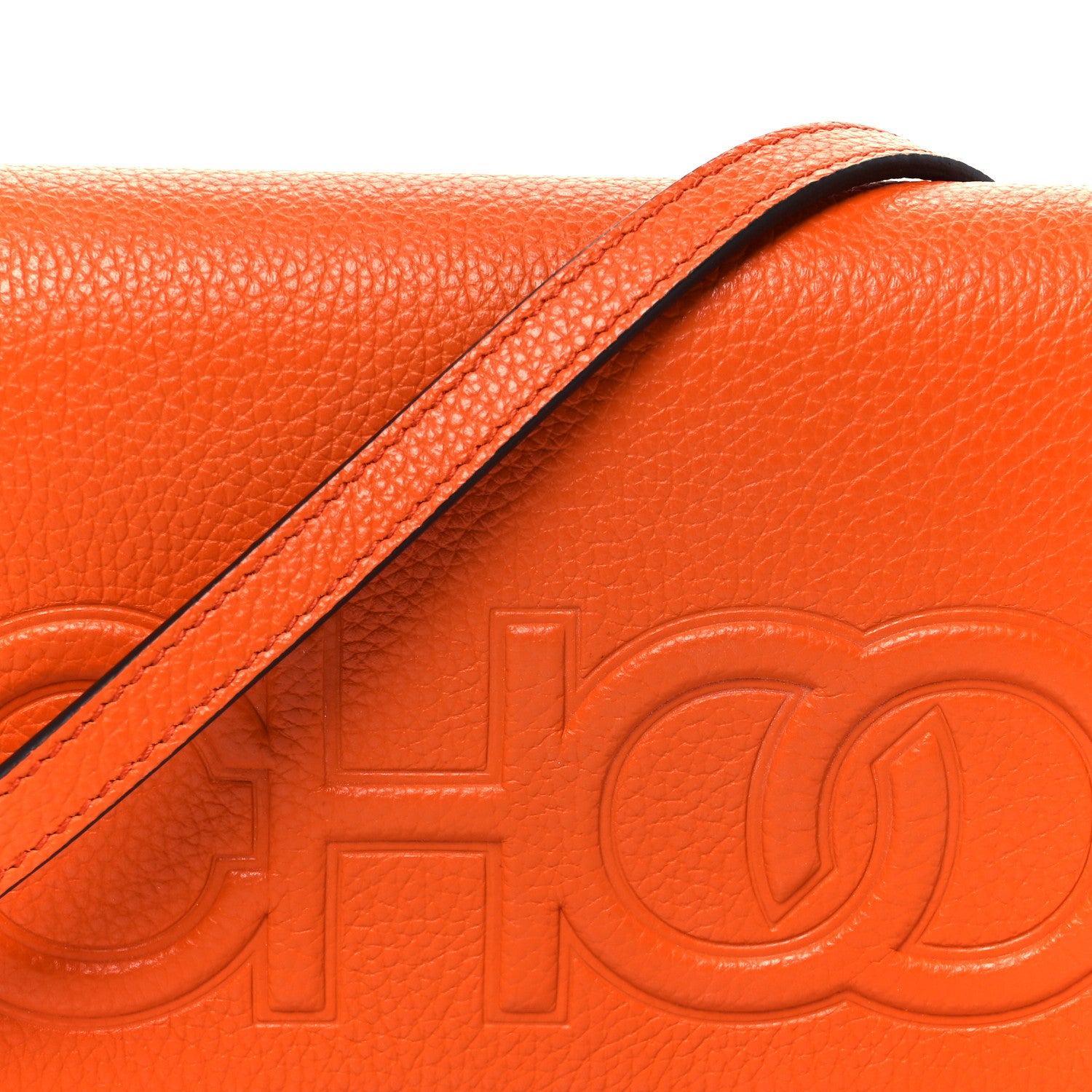 Jimmy Choo Grainy Calfskin Sonia Wallet On Chain Amber Orange