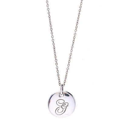 Tiffany Sterling Silver Letter G Round Pendant Necklace 1 of 7
