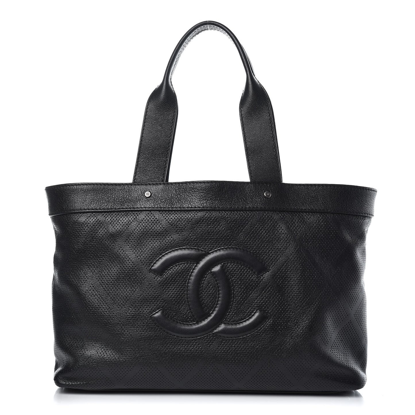 Goatskin Perforated Large CC Tote Black
