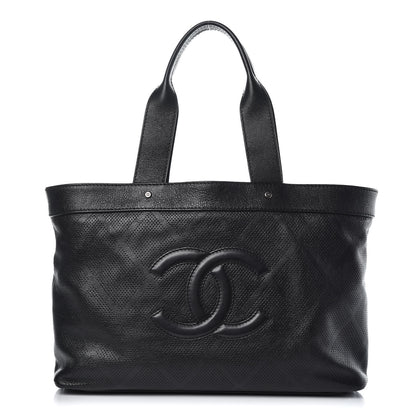 Chanel Goatskin Perforated Large CC Tote Black 1 of 11