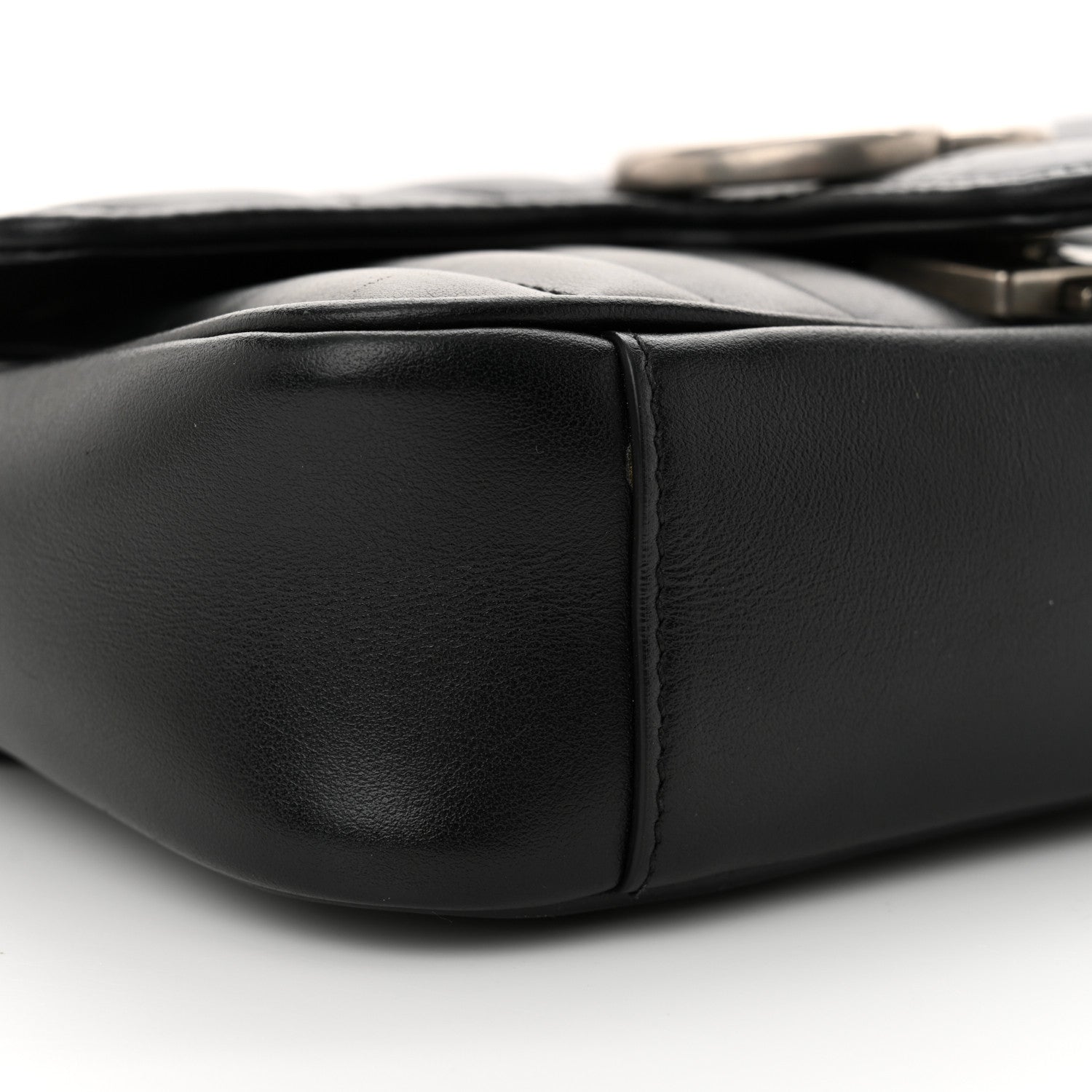 Gucci Calfskin Matelasse Aria Mini GG Marmont Shoulder Bag Black 10 of 14