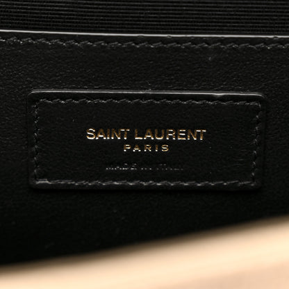 Saint Laurent Grain De Poudre Textured Mixed Matelasse Medium Triquilt Monogram Satchel Dark Beige 6 of 11