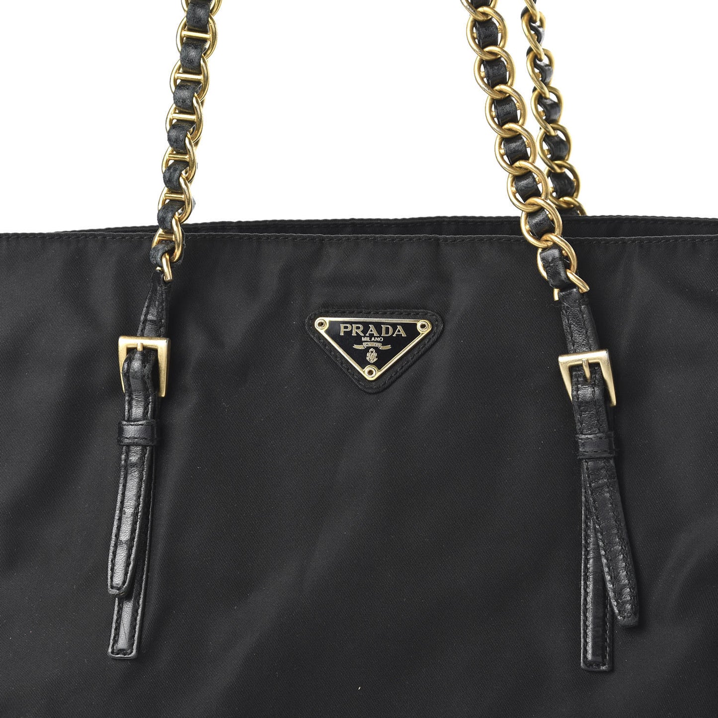 Tessuto Nylon Chain Shoulder Bag Black