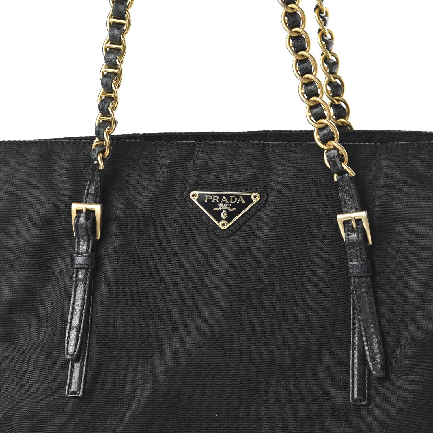 Prada Tessuto Nylon Chain Shoulder Bag Black 9 of 9