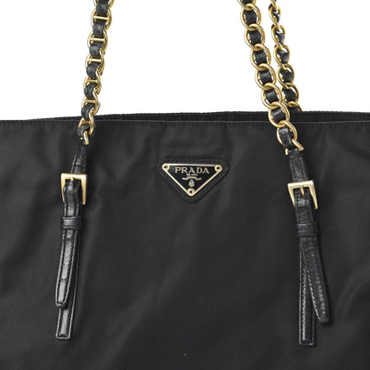 Prada Tessuto Nylon Chain Shoulder Bag Black 9 of 9