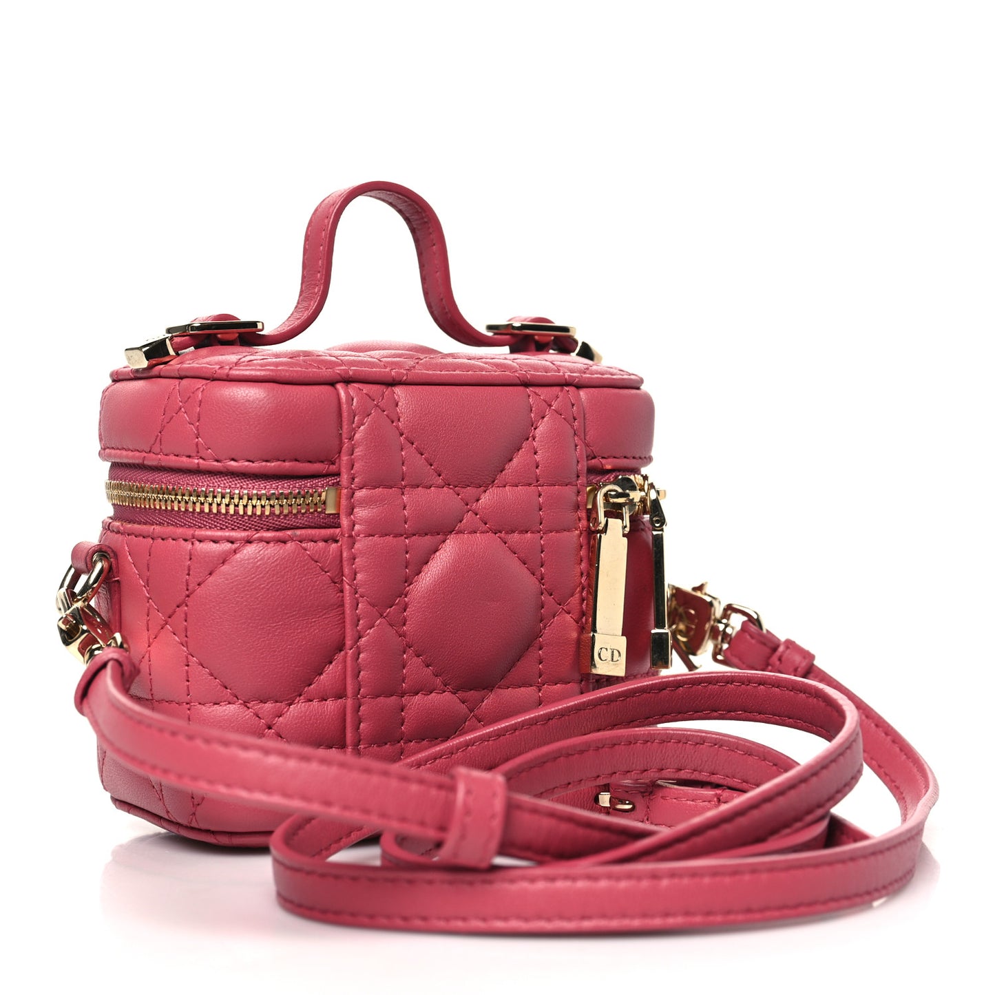 Lambskin Cannage Micro Vanity Case Strawberry Pink
