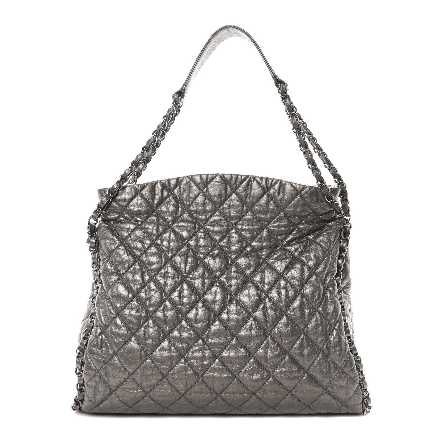 Chanel Metallic Calfskin Quilted Large Chain Me Hobo Silver 1 of 10