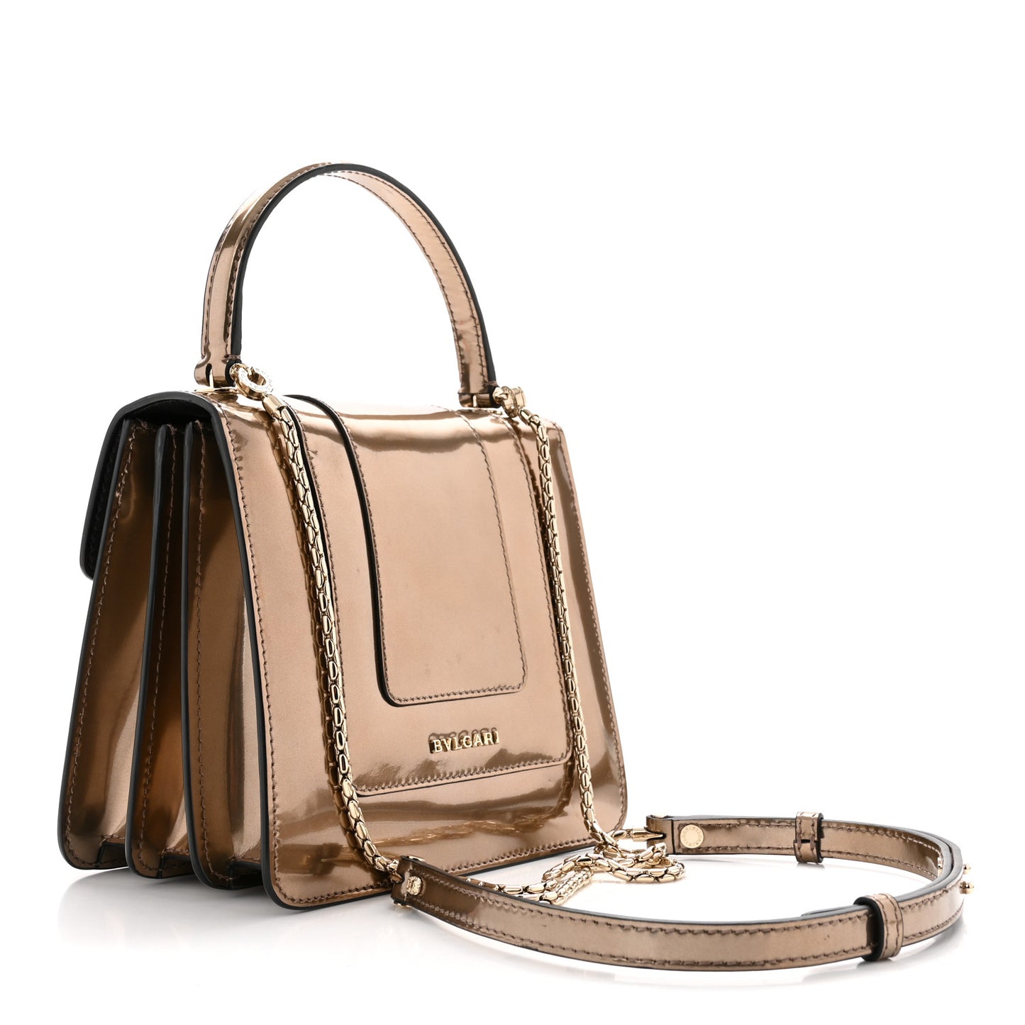 Metallic Calfskin Serpenti Forever Top Handle Bronze