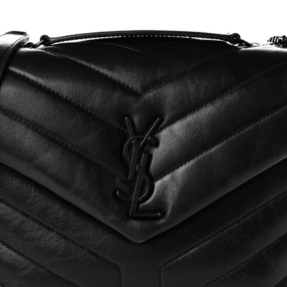 Saint Laurent Calfskin Y Quilted Monogram Monochrome Small Loulou Chain Satchel Black 8 of 11