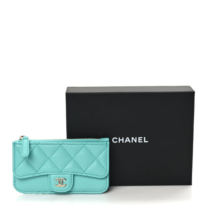 Chanel Caviar Quilted Flap Zip Card Holder Turquoise 7 of 7