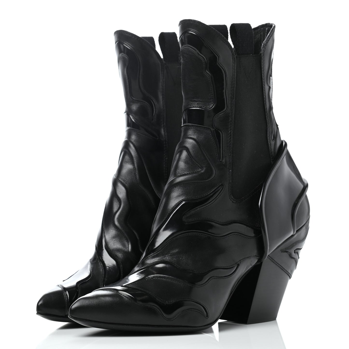 Patent Calfskin Monogram Fireball Ankle Boots 39 Black