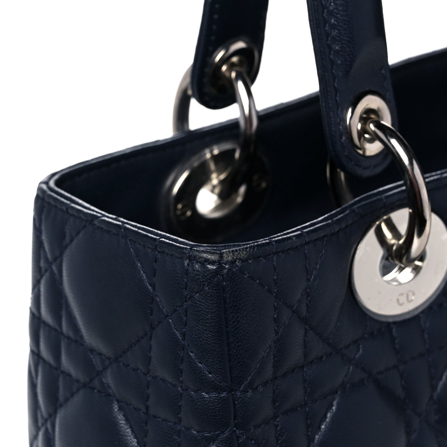 Lambskin Cannage Medium Lady Dior Navy Blue