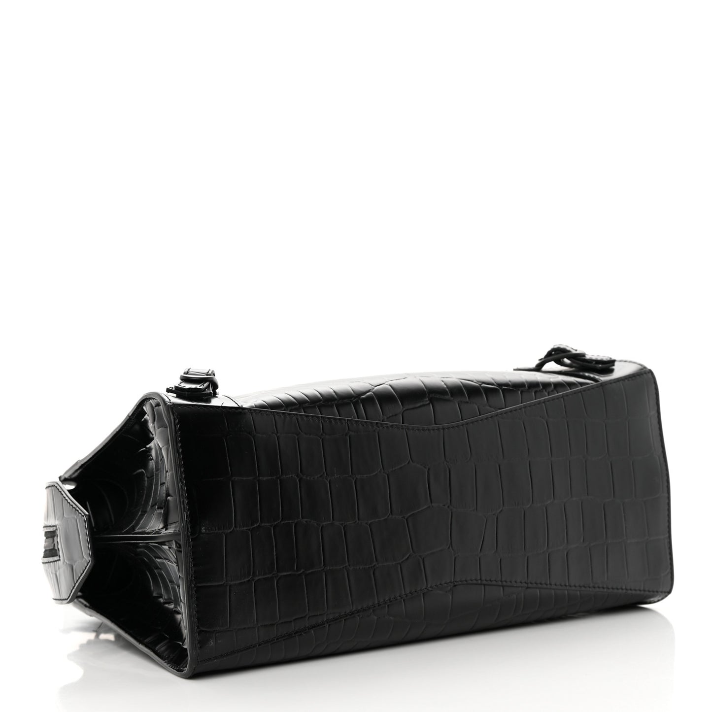 Semi Shiny Calfskin Crocodile Embossed Neo Classic Black Hardware S City Black