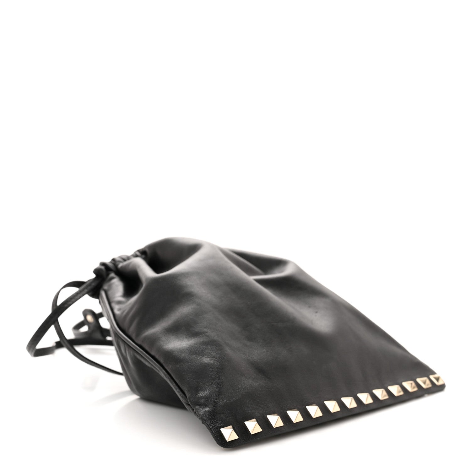 Valentino Garavani Calfskin Rockstud Drawstring Pouch Black 4 of 10