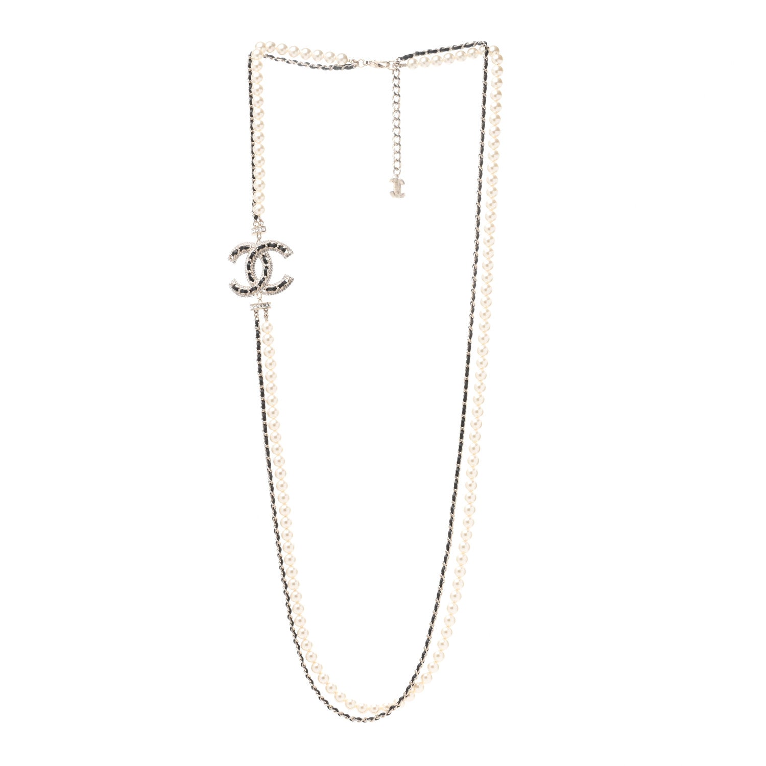 Chanel Pearl Beaded CC Multi Strand Long Necklace Black Gold 2 of 4