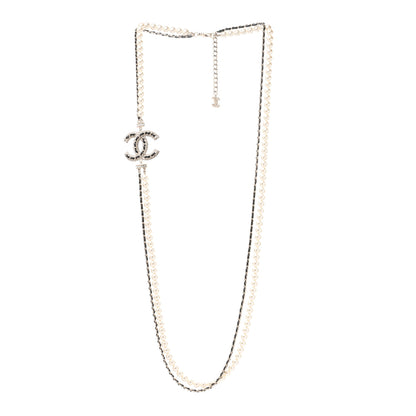 Chanel Pearl Beaded CC Multi Strand Long Necklace Black Gold 2 of 4
