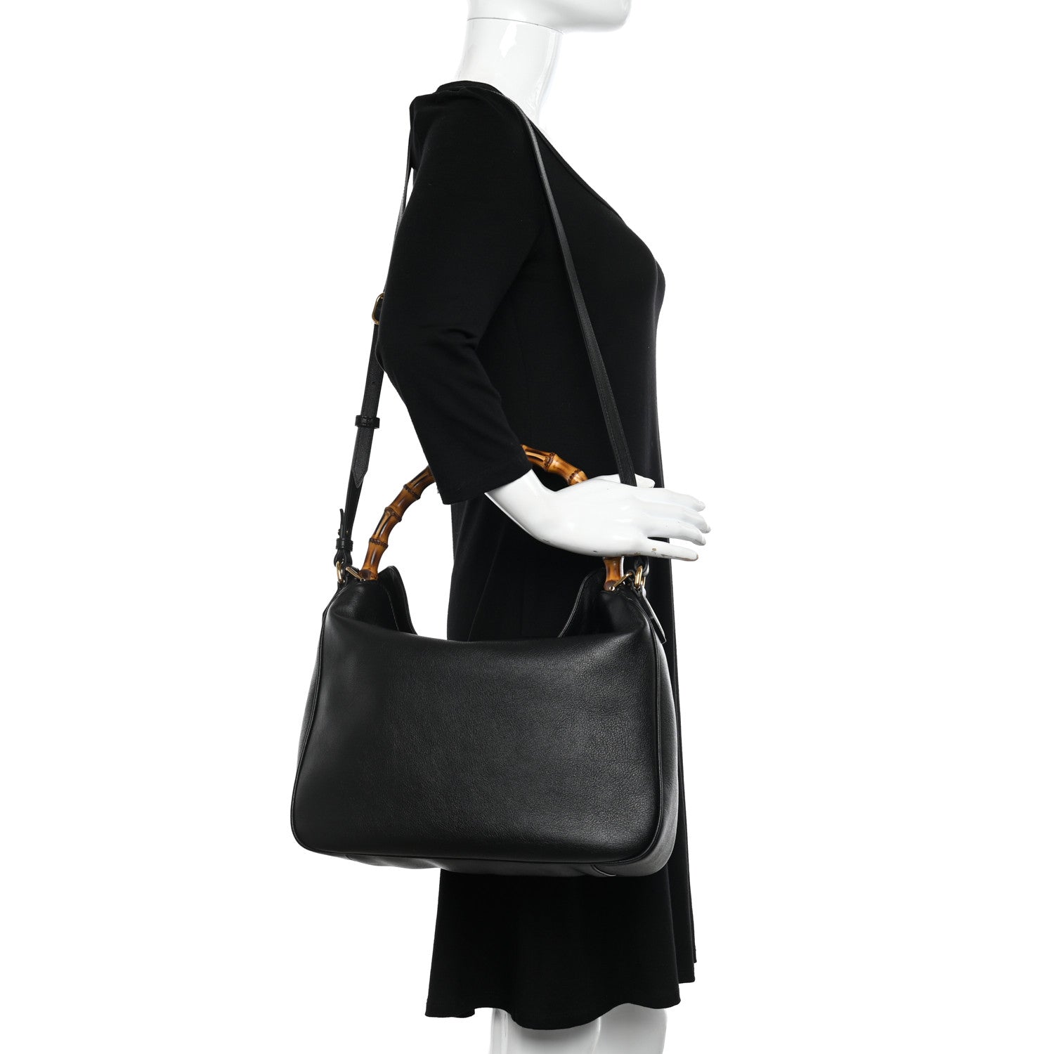 Gucci Softy Wonka Textured Dollar Calfskin Large Diana Bamboo Shoulder Bag Black 2 of 10