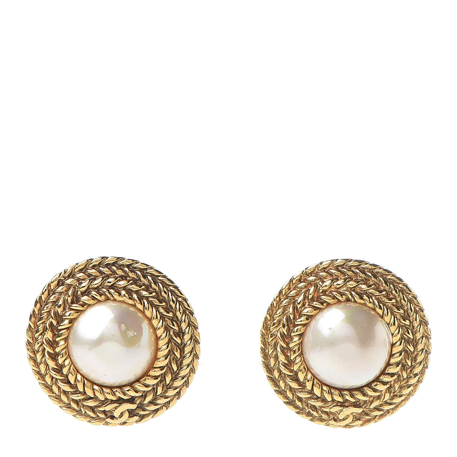 Chanel Pearl Clip On Earrings Gold 1 of 6