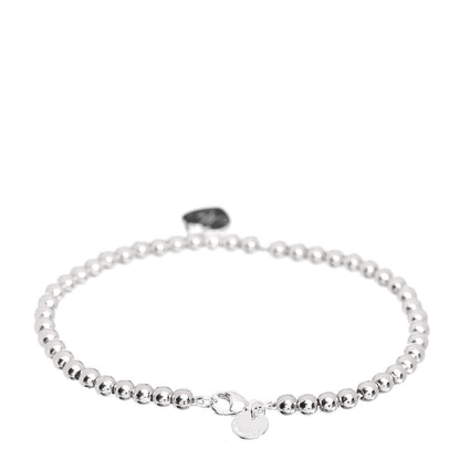 Tiffany Sterling Silver 4mm Mom Heart Tag Bead Bracelet 3 of 5
