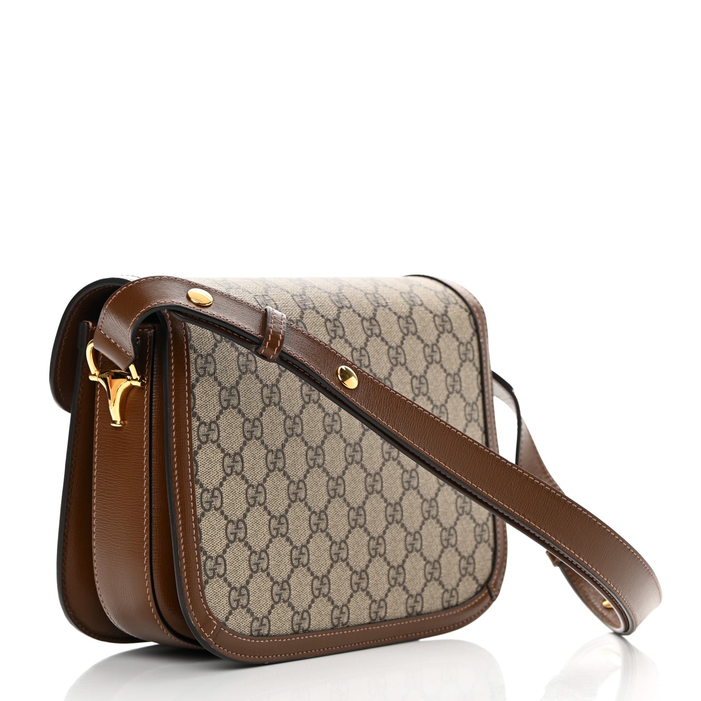 GG Supreme Monogram Horsebit 1955 Shoulder Bag Beige Brown Sugar