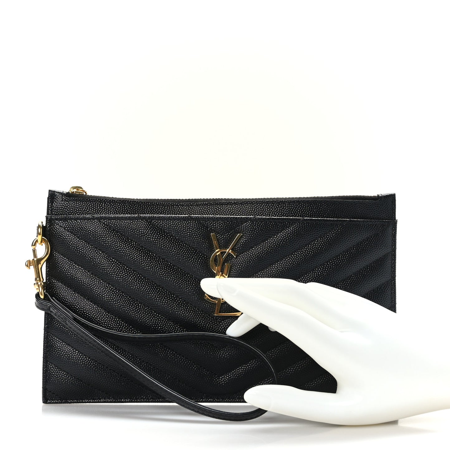Grain De Poudre Chevron Monogram Large Bill Pouch Black