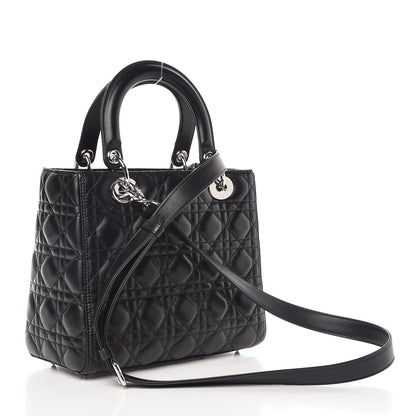 Christian Dior Lambskin Cannage Medium Lady Dior Black 3 of 10