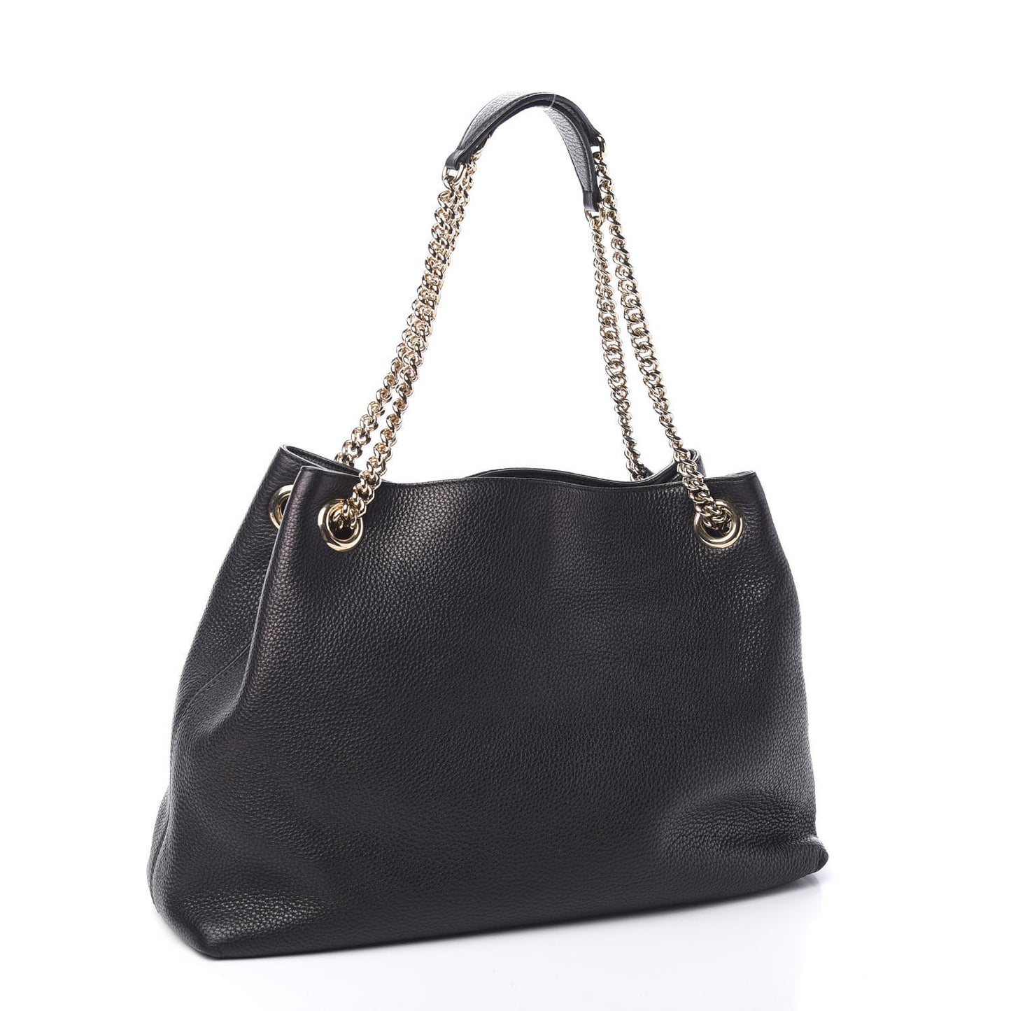 Pebbled Calfskin Medium Soho Chain Shoulder Bag Black