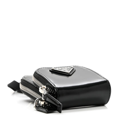 Prada Brushed Calfskin Mini Crossbody Pouch Black 4 of 6