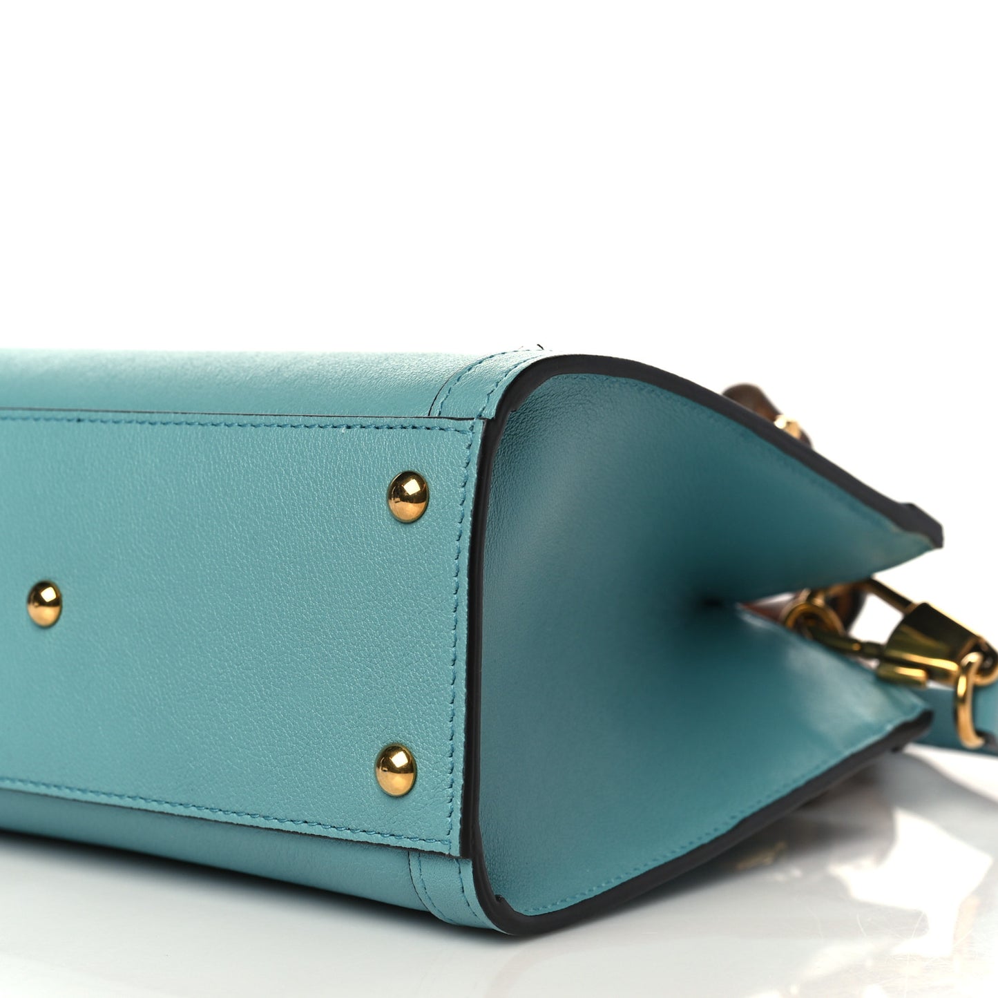 Wonka Grain Calfskin Mini Diana Tote Bag Dusty Azure Orange Fluo