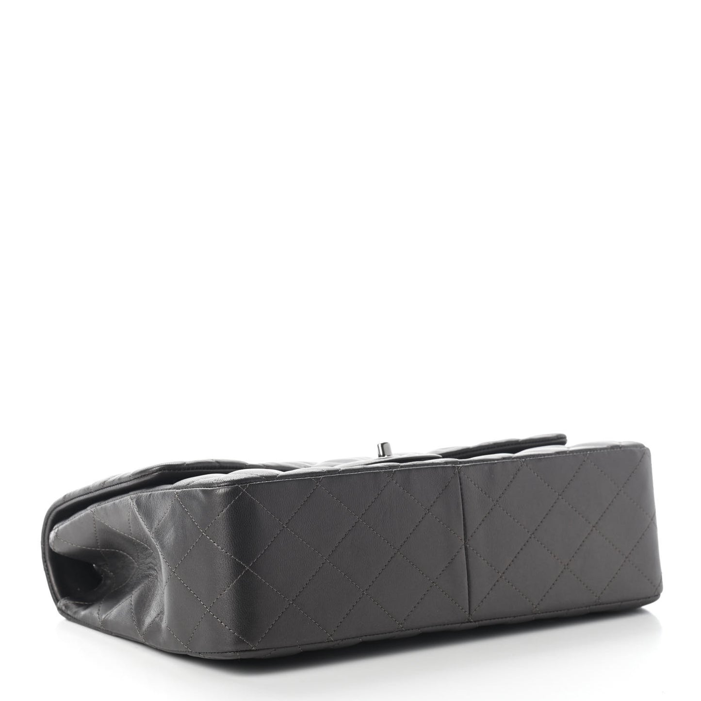 Metallic Lambskin Quilted Jumbo Single Flap Dark Grey