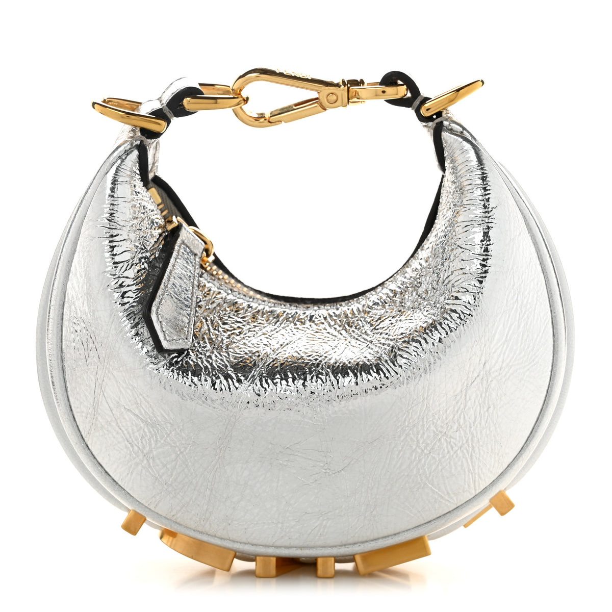 Fendi Rock Millenium Nano Fendigraphy Hobo Charm Argento 1 of 10