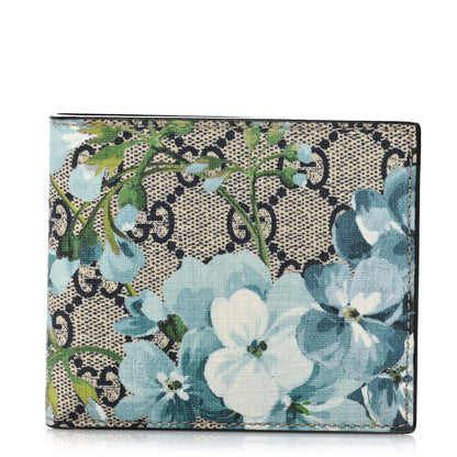 Gucci GG Supreme Monogram Blooms Bi-Fold Wallet Beige Blue Navy 1 of 8