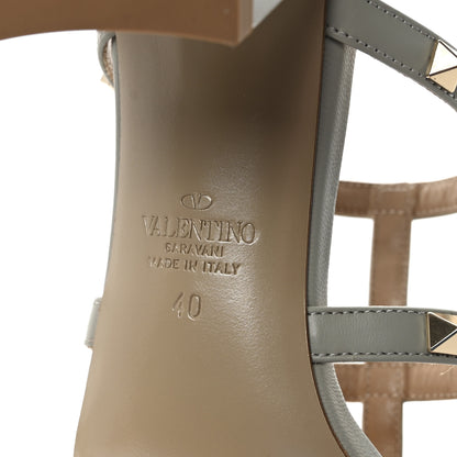 Valentino Garavani Calfskin Rockstud 60mm Caged Slide Sandals 40 Opal Grey 7 of 10