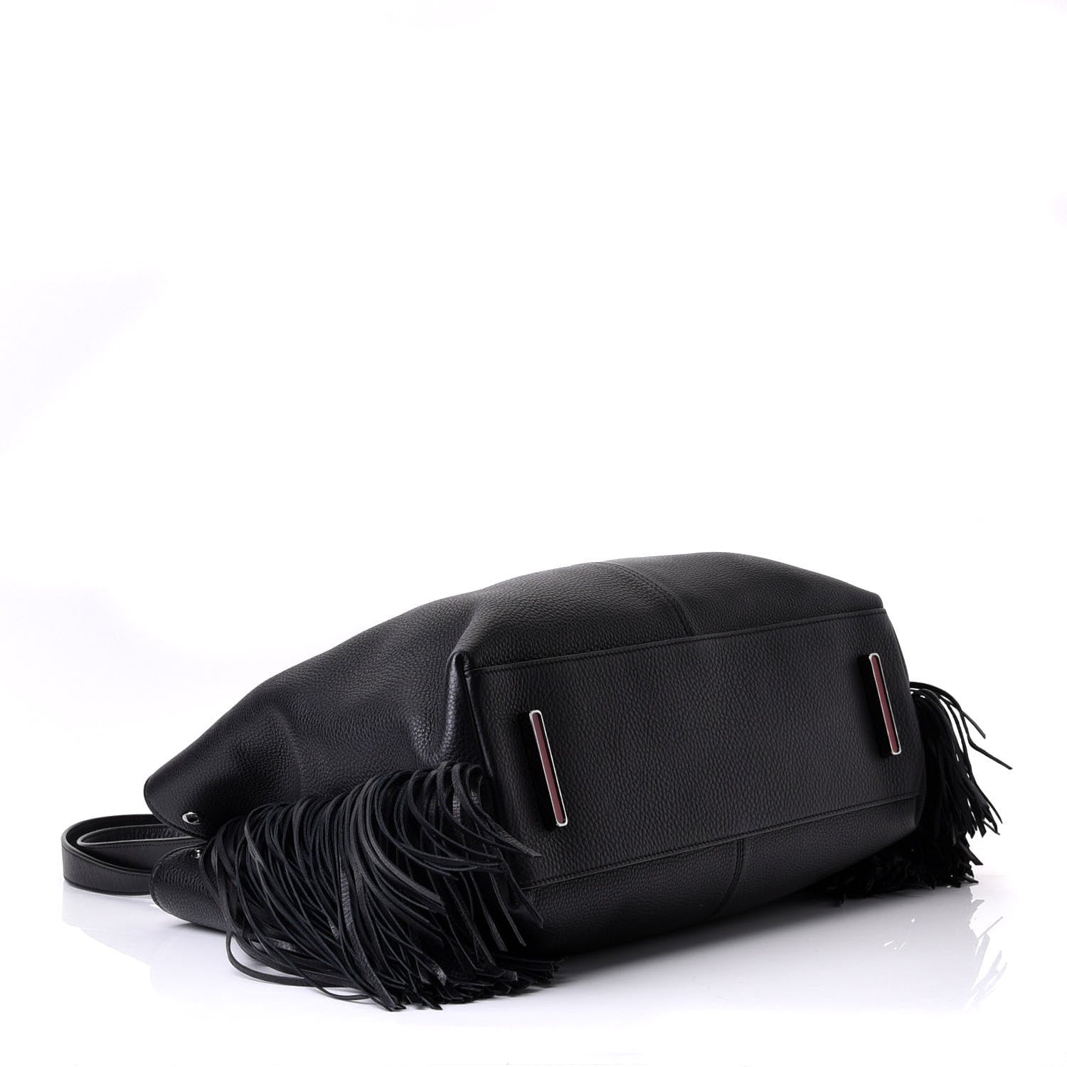 Christian Louboutin Grained Calfskin Passage Fringe Shopping Tote Black 3 of 7