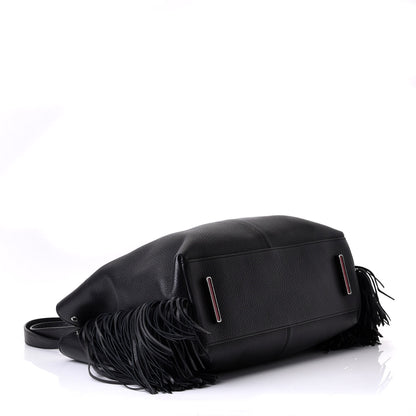 Christian Louboutin Grained Calfskin Passage Fringe Shopping Tote Black 3 of 7