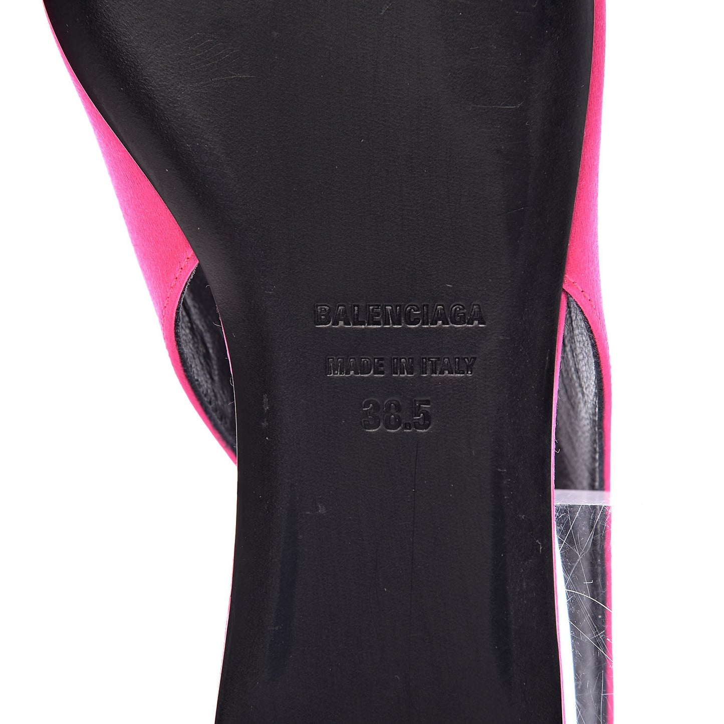 Satin BB Knife Pointy Toe Slingback Flats 38.5 Neon Pink