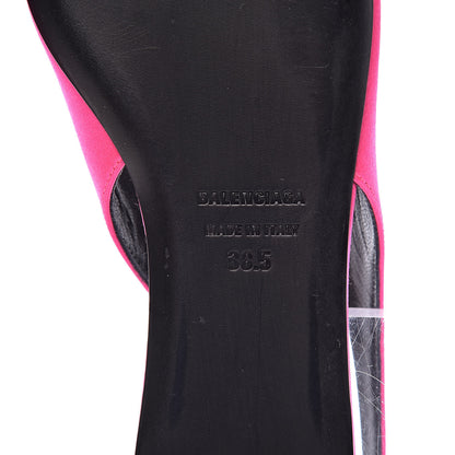 Balenciaga Satin BB Knife Pointy Toe Slingback Flats 38.5 Neon Pink 9 of 12