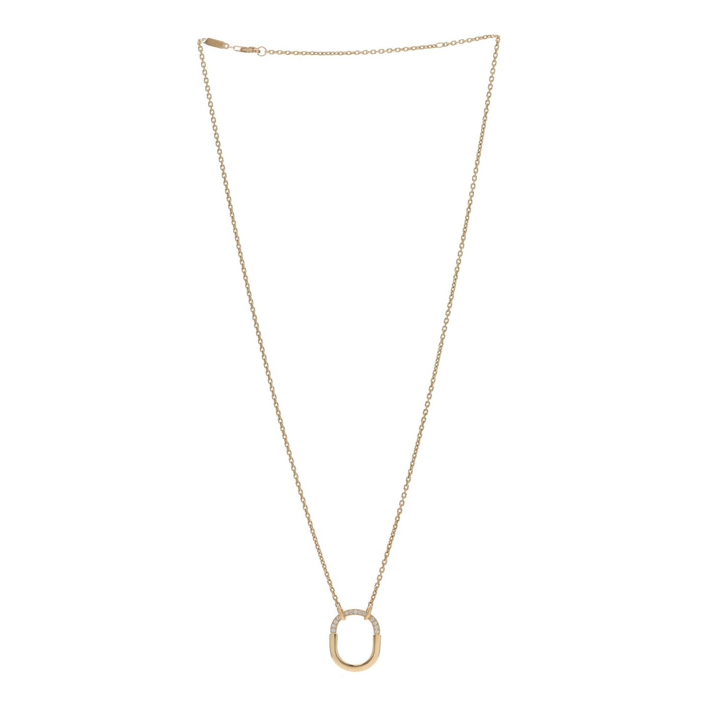 18K Yellow Gold Diamond Small Lock Pendant Necklace