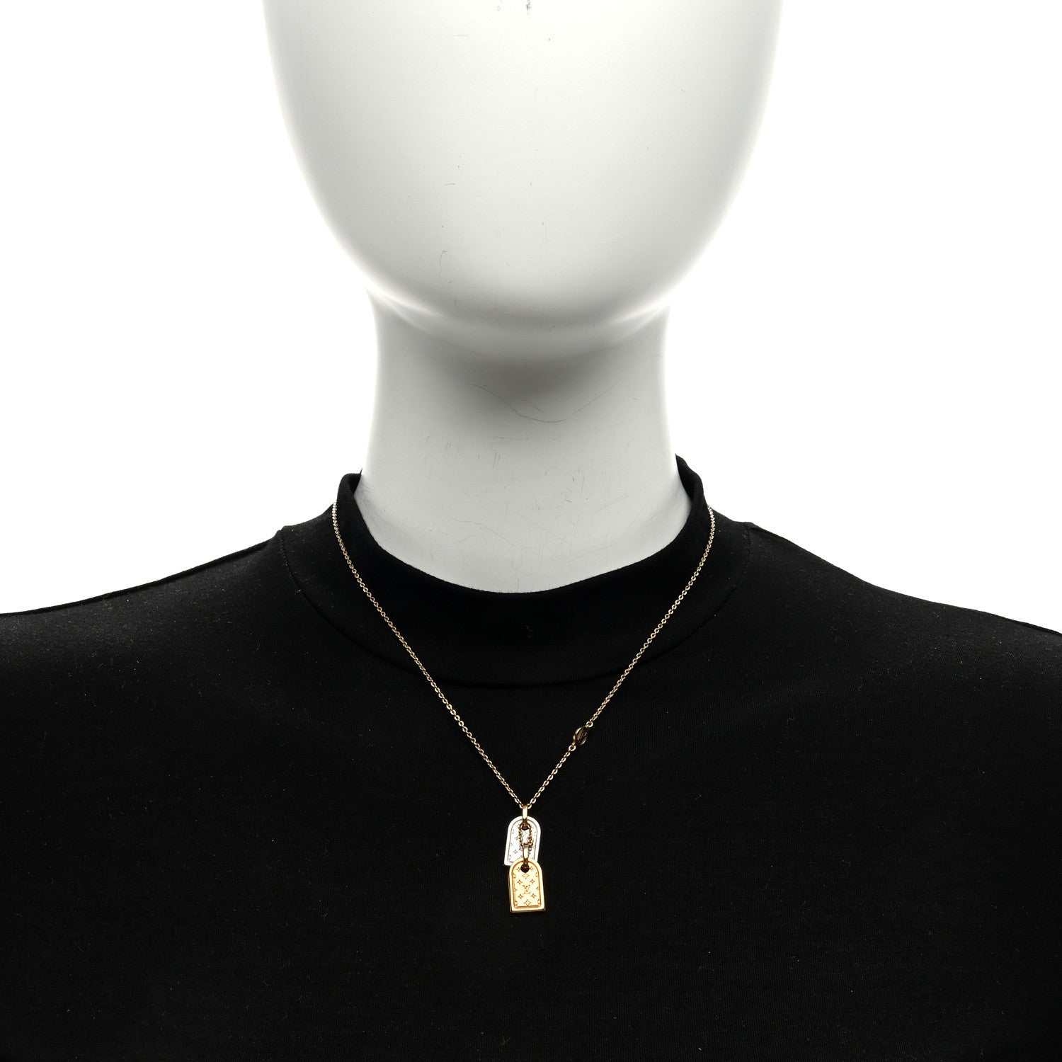 Louis Vuitton Nanogram Name Tag Necklace Gold 2 of 7